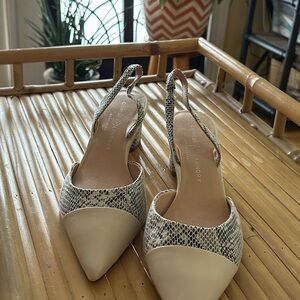 Chinese Laundry Women's Cabella Snakeskin and Cream Slingback Heels